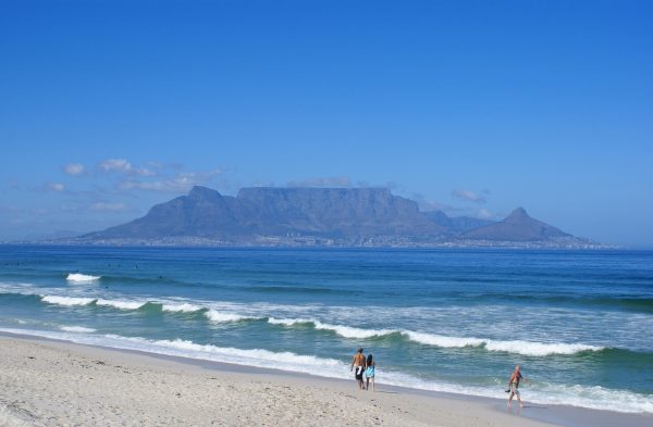 The flat summit of Table Mountain above Cape Town and the harbour The flat summit of Table Mountain above Cape Town and the harbour
